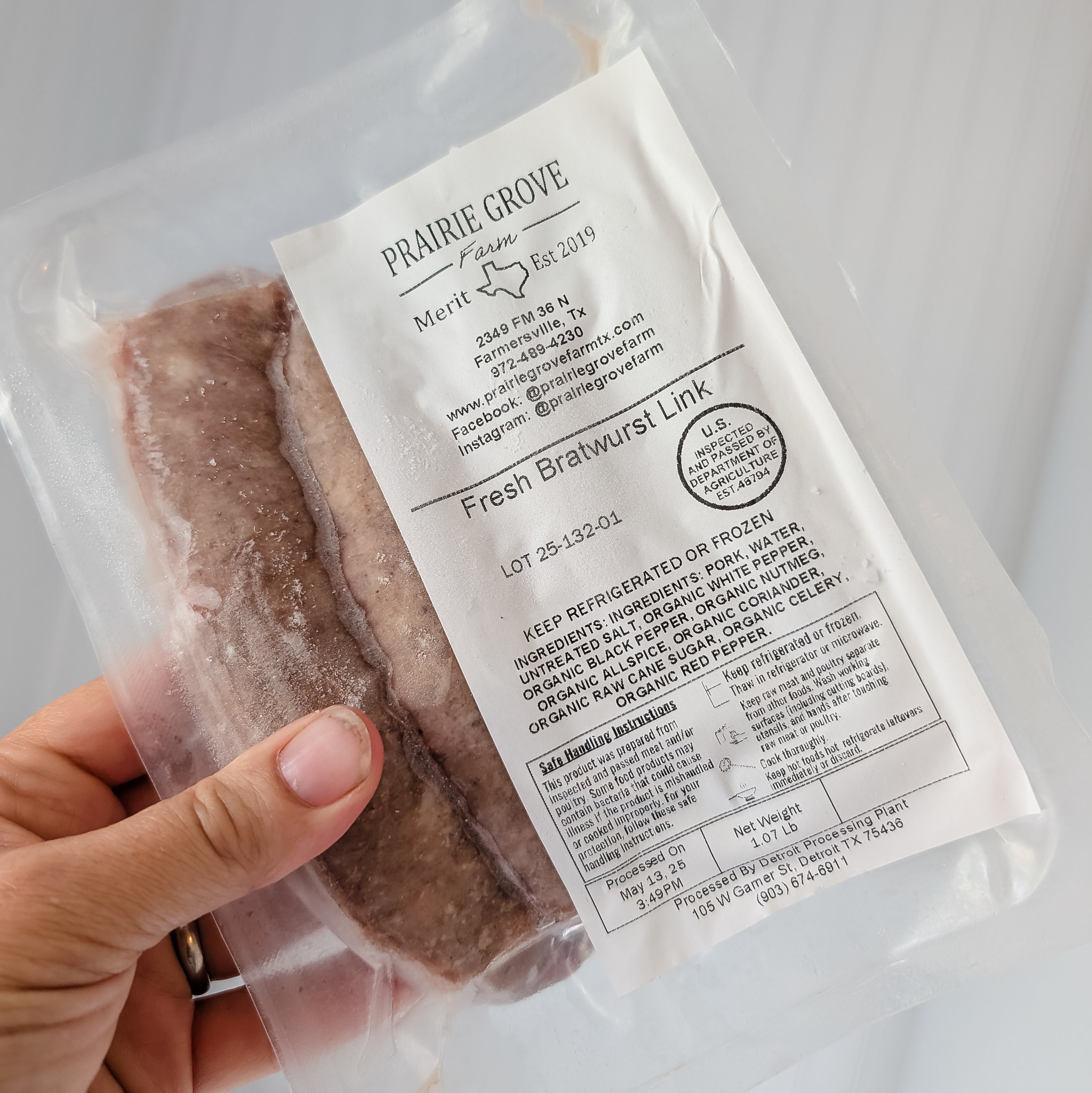 Fresh Bratwurst Links from Prairie Grove Farm