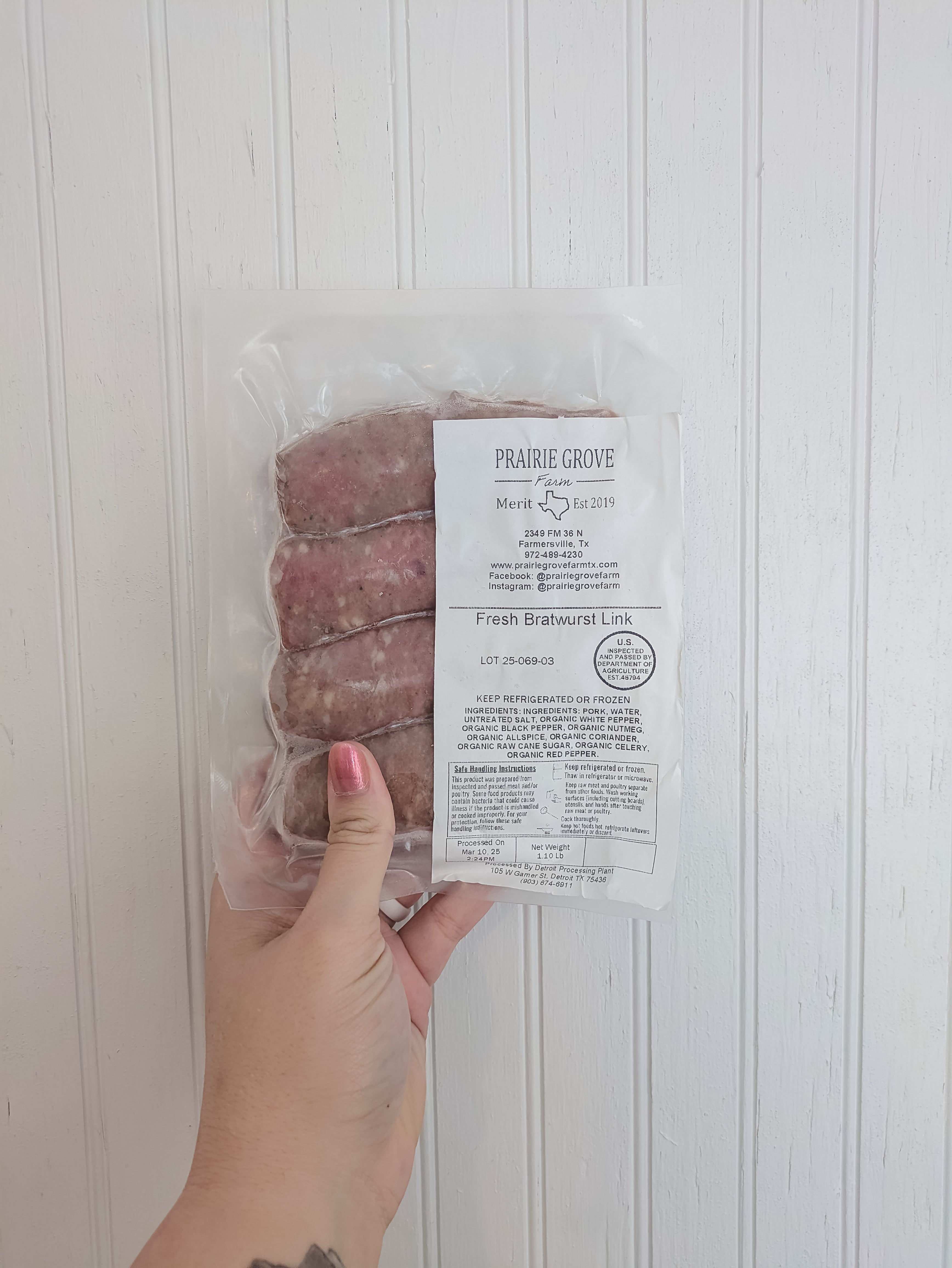 Fresh Bratwurst Links from Prairie Grove Farm