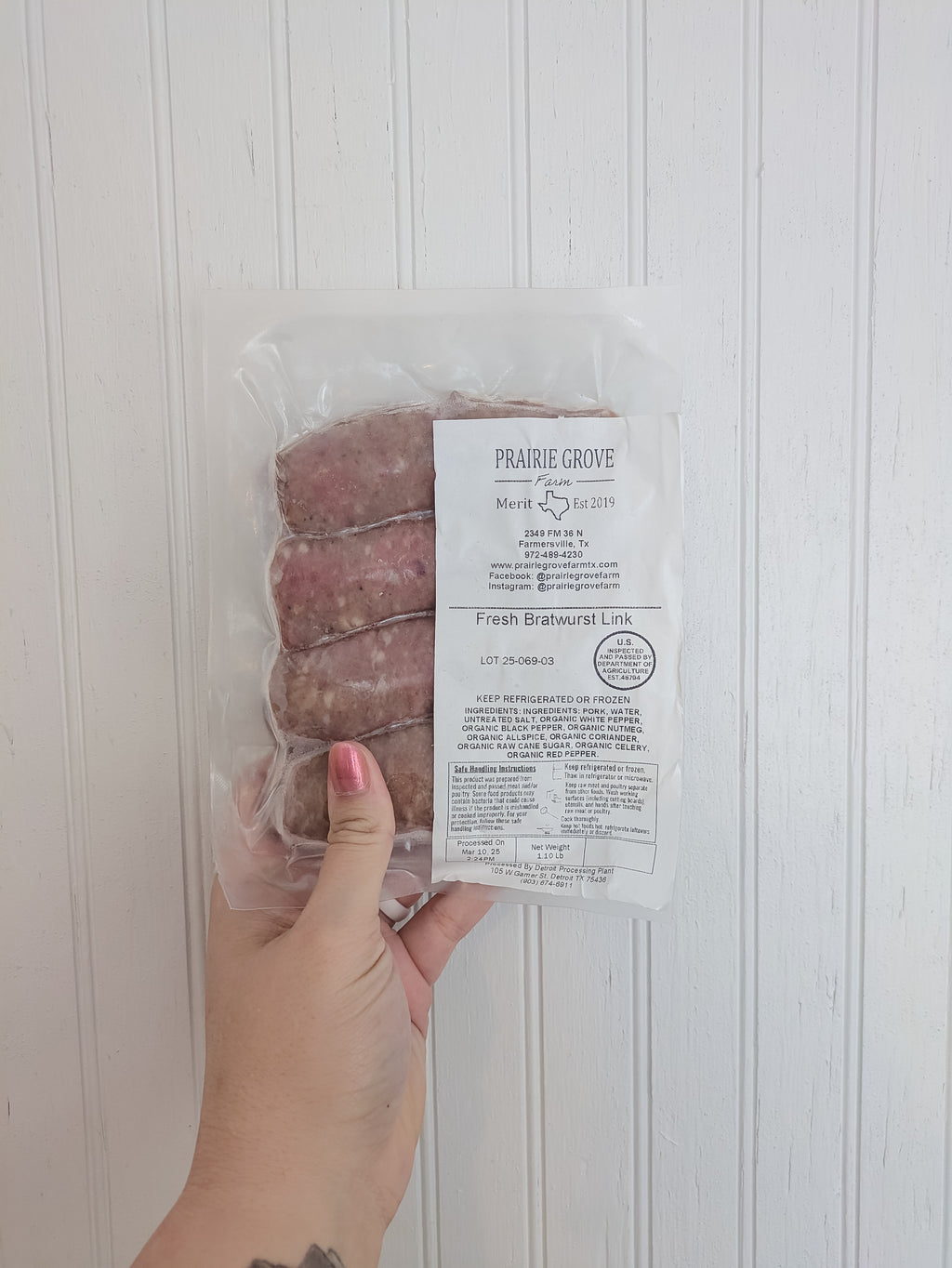 Fresh Bratwurst Links from Prairie Grove Farm